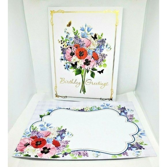 Thoughts And Inspirations Birthday Greetings Floral Bouquet Greeting Card - Picture 2 of 11